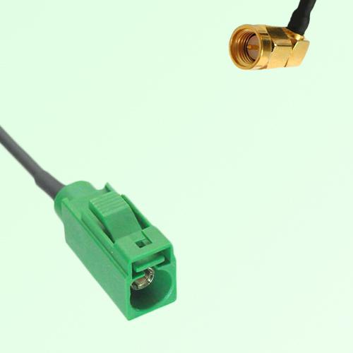 FAKRA SMB E 6002 green Female Jack to SMA Male Plug Right Angle Cable