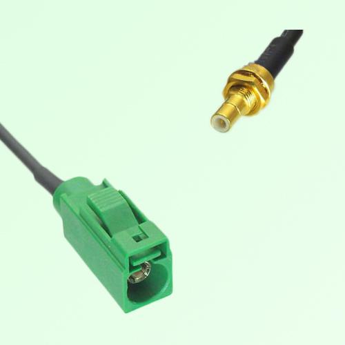 FAKRA SMB E 6002 green Female Jack to SMB Bulkhead Male Plug Cable