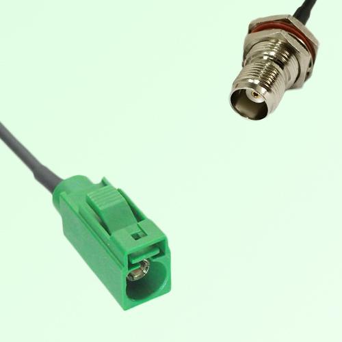 FAKRA SMB E 6002 green Female Jack to TNC Bulkhead Female Jack Cable