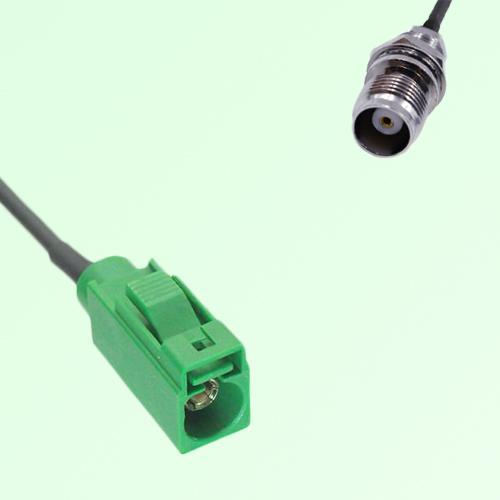 FAKRA SMB E 6002 green Female to TNC Front Mount Bulkhead Female Cable FAKRA SMB E 6002 green Female to TNC Front Mount Bulkhead Female Cable