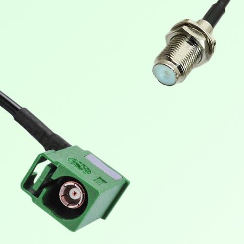 FAKRA SMB E 6002 green Female Jack RA to F Bulkhead Female Jack Cable