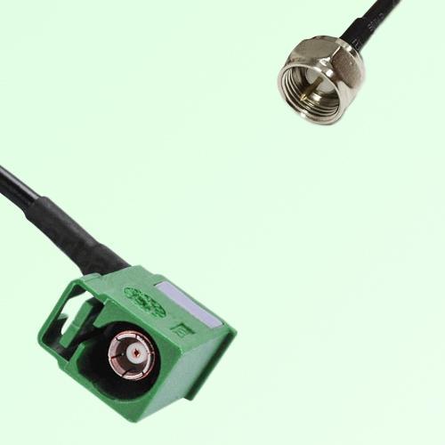 FAKRA SMB E 6002 green Female Jack Right Angle to F Male Plug Cable