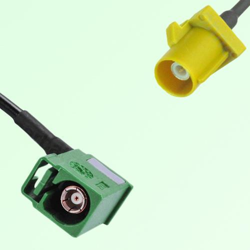 FAKRA SMB E 6002 green Female Jack RA to K 1027 Curry Male Plug Cable