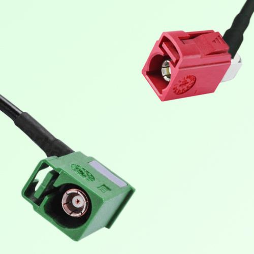 FAKRA SMB E 6002 green Female RA to L 3002 carmin red Female RA Cable