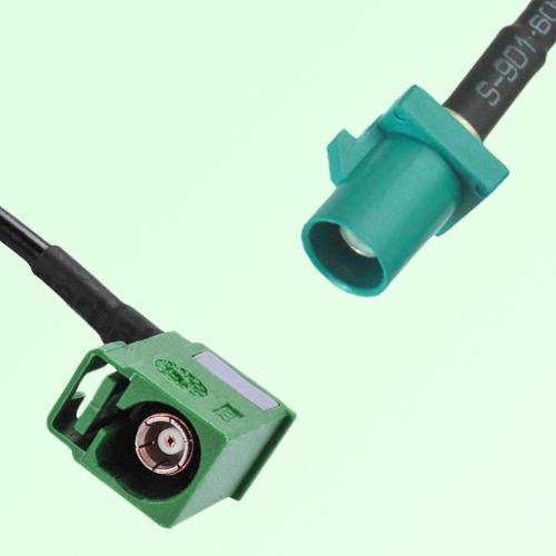 FAKRA SMB E 6002 green Female Jack RA to Z 5021 Water Blue Male Cable