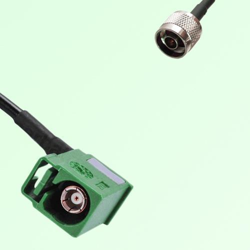 FAKRA SMB E 6002 green Female Jack Right Angle to N Male Plug Cable