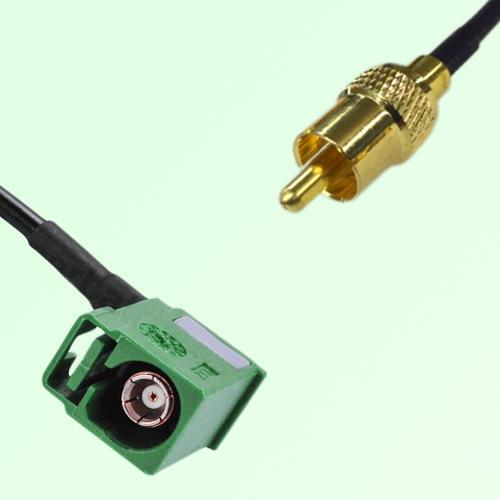 FAKRA SMB E 6002 green Female Jack Right Angle to RCA Male Plug Cable