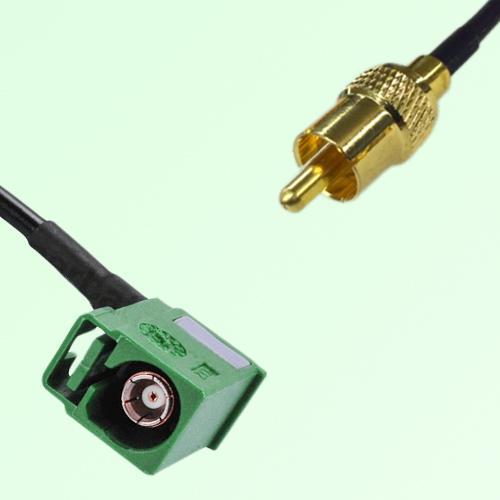 FAKRA SMB E 6002 green Female Jack Right Angle to RCA Male Plug Cable FAKRA SMB E 6002 green Female Jack Right Angle to RCA Male Plug Cable