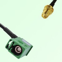 FAKRA SMB E 6002 green Female Jack RA to RP SMA Bulkhead Female Cable