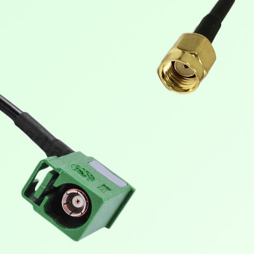 FAKRA SMB E 6002 green Female Jack RA to RP SMA Male Plug Cable