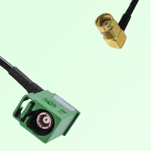 FAKRA SMB E 6002 green Female Jack RA to RP SMA Male Plug RA Cable