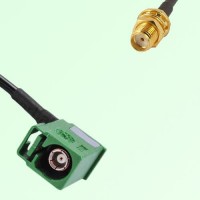 FAKRA SMB E 6002 green Female Jack RA to SMA Bulkhead Female Cable