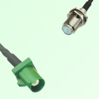 FAKRA SMB E 6002 green Male Plug to F Bulkhead Female Jack Cable