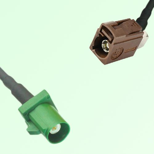 FAKRA SMB E 6002 green Male Plug to F 8011 brown Female Jack RA Cable