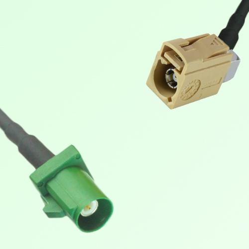 FAKRA SMB E 6002 green Male Plug to I 1001 beige Female Jack RA Cable