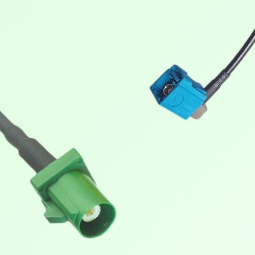 FAKRA SMB E 6002 green Male to Z 5021 Water Blue Female RA Cable