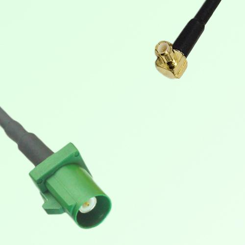 FAKRA SMB E 6002 green Male Plug to MCX Male Plug Right Angle Cable