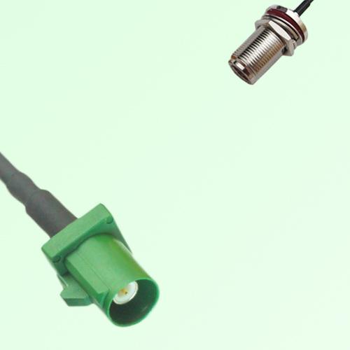 FAKRA SMB E 6002 green Male Plug to N Bulkhead Female Jack Cable