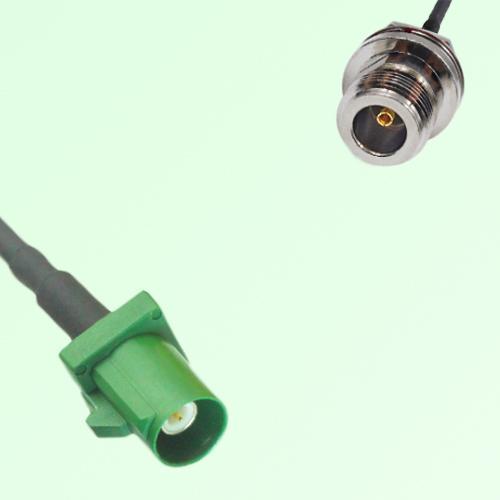 FAKRA SMB E 6002 green Male to N Front Mount Bulkhead Female Cable