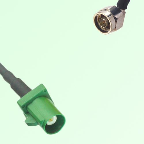 FAKRA SMB E 6002 green Male Plug to N Male Plug Right Angle Cable FAKRA SMB E 6002 green Male Plug to N Male Plug Right Angle Cable