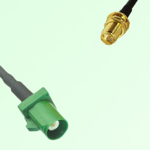 FAKRA SMB E 6002 green Male Plug to RP SMA Bulkhead Female Jack Cable