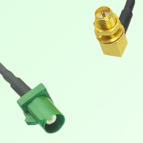 FAKRA SMB E 6002 green Male to RP SMA Bulkhead Female RA Cable