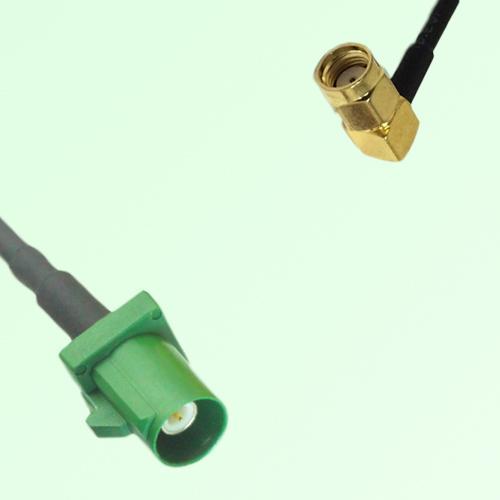 FAKRA SMB E 6002 green Male Plug to RP SMA Male Plug Right Angle Cable