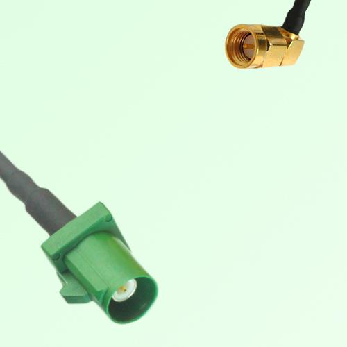 FAKRA SMB E 6002 green Male Plug to SMA Male Plug Right Angle Cable