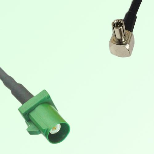 FAKRA SMB E 6002 green Male Plug to TS9 Male Plug Right Angle Cable