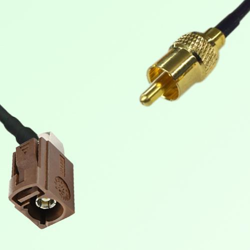 FAKRA SMB F 8011 brown Female Jack Right Angle to RCA Male Plug Cable