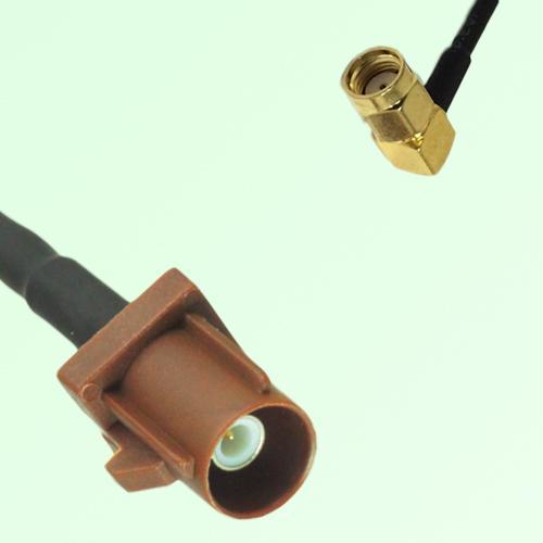 FAKRA SMB F 8011 brown Male Plug to RP SMA Male Plug Right Angle Cable