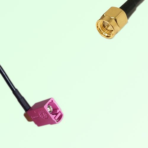 FAKRA SMB H 4003 violet Female Jack Right Angle to SMA Male Plug Cable