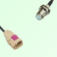FAKRA SMB I 1001 beige Female Jack to F Bulkhead Female Jack Cable FAKRA SMB I 1001 beige Female Jack to F Bulkhead Female Jack Cable