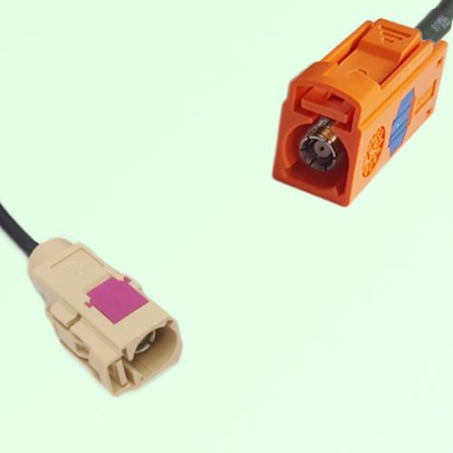 FAKRA SMB I 1001 beige Female to M 2003 pastel orange Female Cable