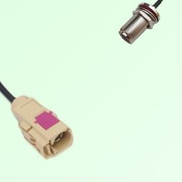 FAKRA SMB I 1001 beige Female Jack to N Bulkhead Female Jack Cable