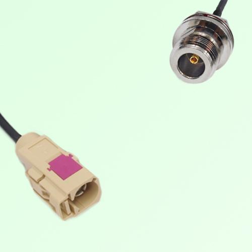 FAKRA SMB I 1001 beige Female to N Front Mount Bulkhead Female Cable FAKRA SMB I 1001 beige Female to N Front Mount Bulkhead Female Cable