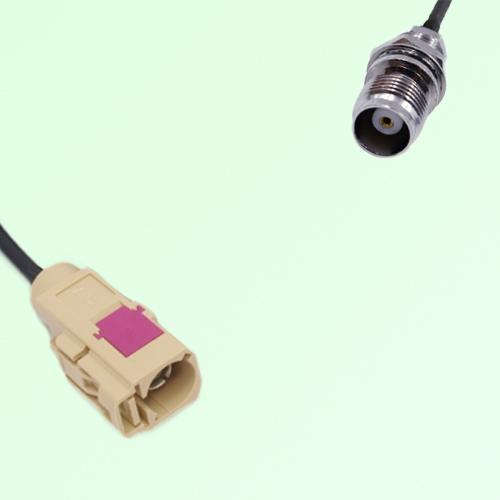 FAKRA SMB I 1001 beige Female to TNC Front Mount Bulkhead Female Cable FAKRA SMB I 1001 beige Female to TNC Front Mount Bulkhead Female Cable