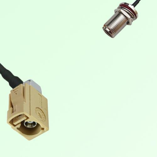 FAKRA SMB I 1001 beige Female Jack RA to N Bulkhead Female Jack Cable
