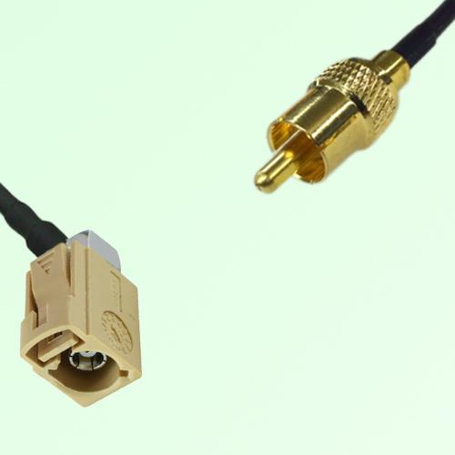 FAKRA SMB I 1001 beige Female Jack Right Angle to RCA Male Plug Cable