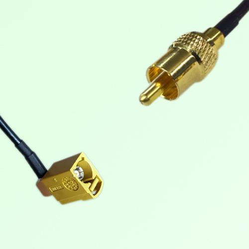 FAKRA SMB K 1027 curry Female Jack Right Angle to RCA Male Plug Cable