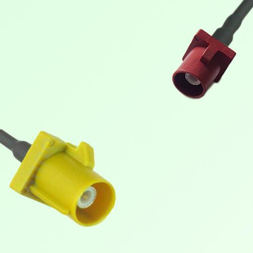 FAKRA SMB K 1027 curry Male Plug to L 3002 carmin red Male Plug Cable