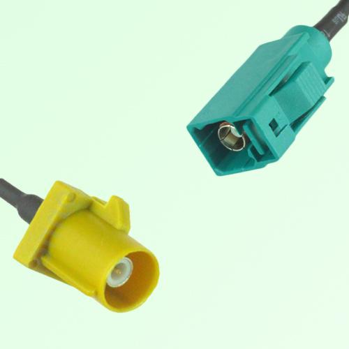 FAKRA SMB K 1027 Curry Male Plug to Z 5021 Water Blue Female Cable