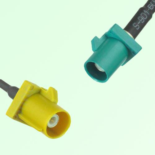 FAKRA SMB K 1027 Curry Male Plug to Z 5021 Water Blue Male Plug Cable