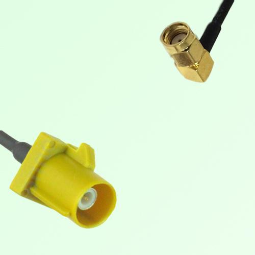 FAKRA SMB K 1027 curry Male Plug to RP SMA Male Plug Right Angle Cable