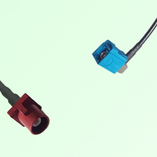 FAKRA SMB L 3002 carmin red Male to Z 5021 Water Blue Female RA Cable FAKRA SMB L 3002 carmin red Male to Z 5021 Water Blue Female RA Cable