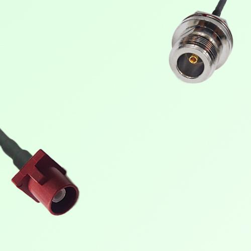 FAKRA SMB L 3002 carmin red Male to N Front Mount Bulkhead Female Cable FAKRA SMB L 3002 carmin red Male to N Front Mount Bulkhead Female Cable