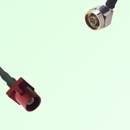 FAKRA SMB L 3002 carmin red Male Plug to N Male Plug Right Angle Cable