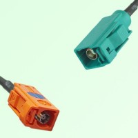 FAKRA SMB M 2003 pastel orange Female to Z 5021 Water Blue Female Cable