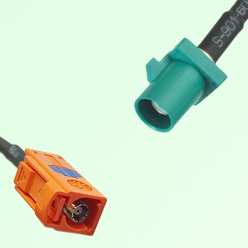 FAKRA SMB M 2003 pastel orange Female to Z 5021 Water Blue Male Cable