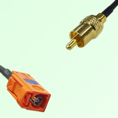 FAKRA SMB M 2003 pastel orange Female Jack to RCA Male Plug Cable